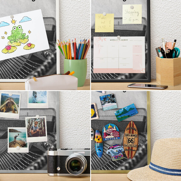 Wand-Magnettafel für Reisesouvenirs mit weißem Rahmen Vintage-Maschine