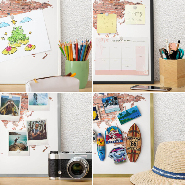 Wand-Magnettafel für Reisesouvenirs mit weißem Rahmen Brick-Karte