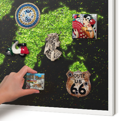 Magnettafel aus Metall für Souvenirs in weißem Rahmen Grüne Karte