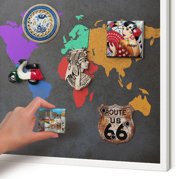 Wand-Magnettafel für Reisesouvenirs mit weißem Rahmen Farbkarte