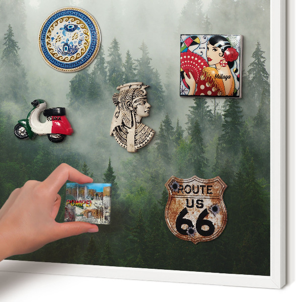 Magnettafel aus Metall für Souvenirs in weißem Rahmen Waldmagie