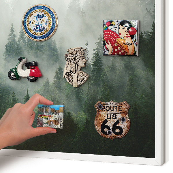 Magnettafel aus Metall für Souvenirs in weißem Rahmen Waldmagie