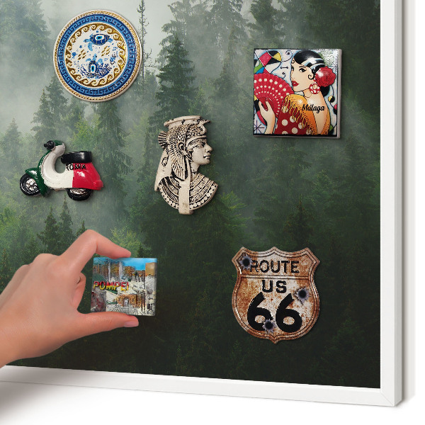 Magnettafel aus Metall für Souvenirs in weißem Rahmen Waldmagie