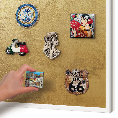 Wand-Magnettafel für Reisesouvenirs mit weißem Rahmen Gelbe Textur