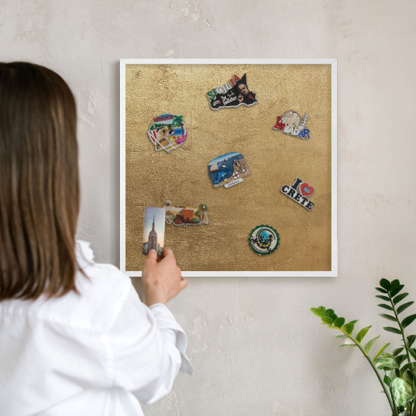 Wand-Magnettafel für Reisesouvenirs mit weißem Rahmen Gelbe Textur