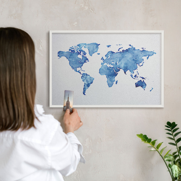 Magnettafel aus Metall für Souvenirs in weißem Rahmen Aquarellkarte