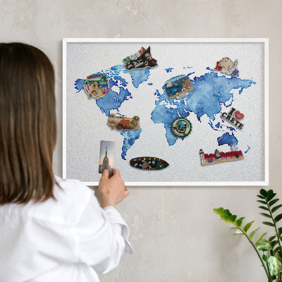 Magnettafel aus Metall für Souvenirs in weißem Rahmen Aquarellkarte