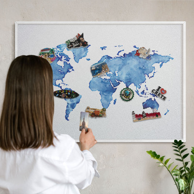 Magnettafel aus Metall für Souvenirs in weißem Rahmen Aquarellkarte