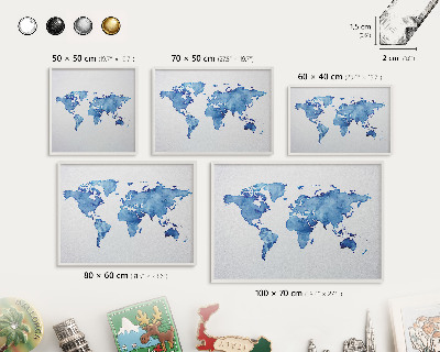 Magnettafel aus Metall für Souvenirs in weißem Rahmen Aquarellkarte