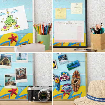 Wand-Magnettafel für Reisesouvenirs mit weißem Rahmen Urlaubsstrand