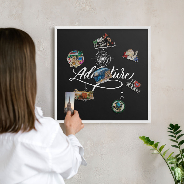 Wand-Magnettafel für Reisesouvenirs mit weißem Rahmen Reiseinspiration
