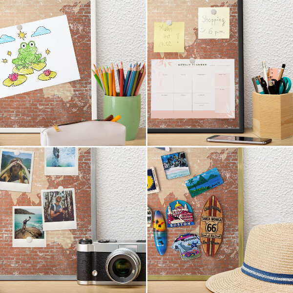 Wand-Magnettafel für Reisesouvenirs mit weißem Rahmen Brick-Karte