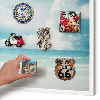 Wand-Magnettafel für Reisesouvenirs mit weißem Rahmen Maritime Harmonie
