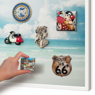 Wand-Magnettafel für Reisesouvenirs mit weißem Rahmen Maritime Harmonie
