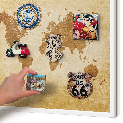 Wand-Magnettafel für Reisesouvenirs mit weißem Rahmen Vintage-Karte