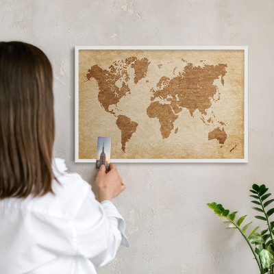 Wand-Magnettafel für Reisesouvenirs mit weißem Rahmen Vintage-Karte