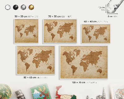 Wand-Magnettafel für Reisesouvenirs mit weißem Rahmen Vintage-Karte
