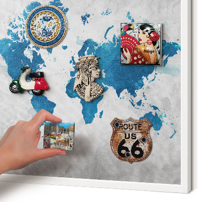 Magnettafel aus Metall für Souvenirs in weißem Rahmen Aquarellkarte