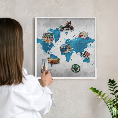 Magnettafel aus Metall für Souvenirs in weißem Rahmen Aquarellkarte
