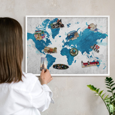 Magnettafel aus Metall für Souvenirs in weißem Rahmen Aquarellkarte