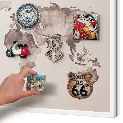 Wand-Magnettafel für Reisesouvenirs mit weißem Rahmen Weltkarte
