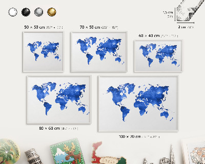 Wand-Magnettafel für Reisesouvenirs mit weißem Rahmen Weltkarte