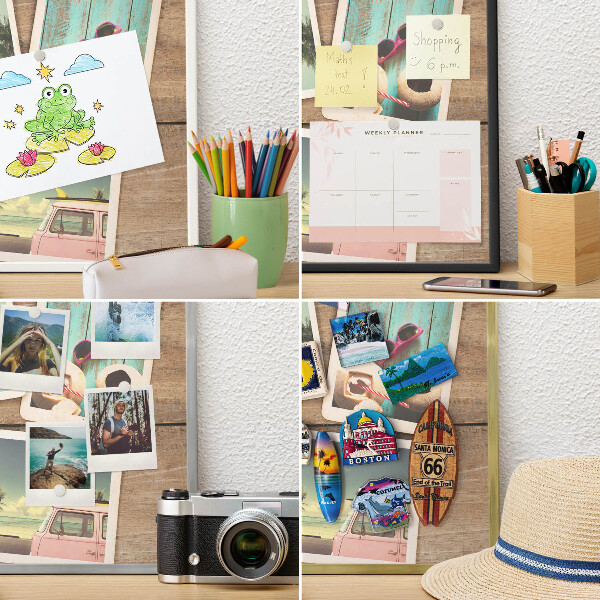 Wand-Magnettafel für Reisesouvenirs mit weißem Rahmen Urlaubsnostalgie