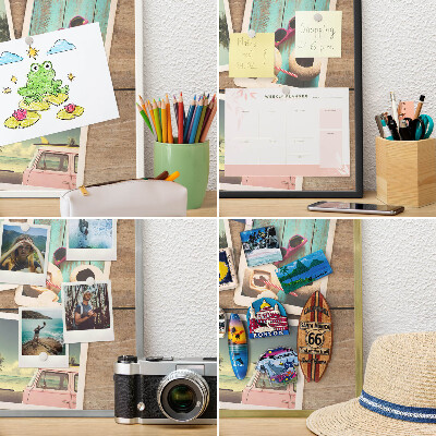 Wand-Magnettafel für Reisesouvenirs mit weißem Rahmen Urlaubsnostalgie
