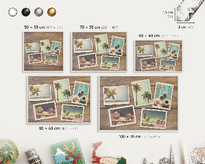 Wand-Magnettafel für Reisesouvenirs mit weißem Rahmen Urlaubsnostalgie