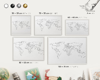 Magnettafel aus Metall für Souvenirs in weißem Rahmen Höhenlinienkarte