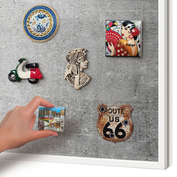 Wand-Magnettafel für Reisesouvenirs mit weißem Rahmen Betonmuster