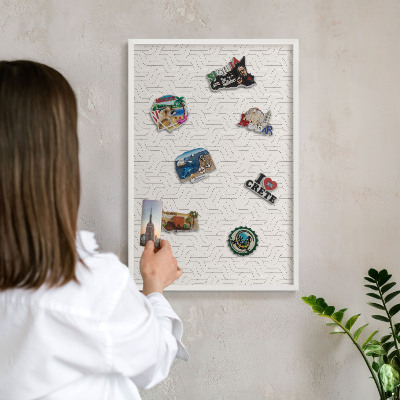 Wand-Magnettafel für Reisesouvenirs mit weißem Rahmen Sanfte Wellen