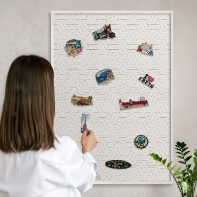 Wand-Magnettafel für Reisesouvenirs mit weißem Rahmen Sanfte Wellen