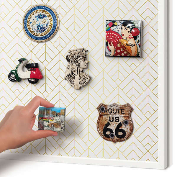 Wand-Magnettafel für Reisesouvenirs mit weißem Rahmen Blattgeometrie