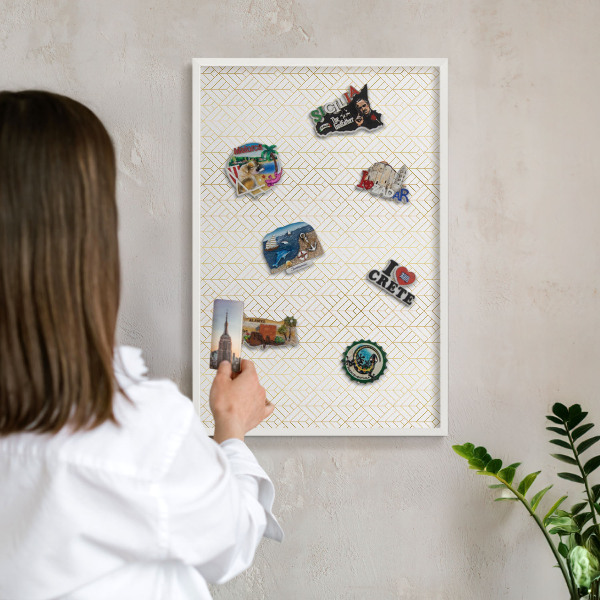 Wand-Magnettafel für Reisesouvenirs mit weißem Rahmen Blattgeometrie