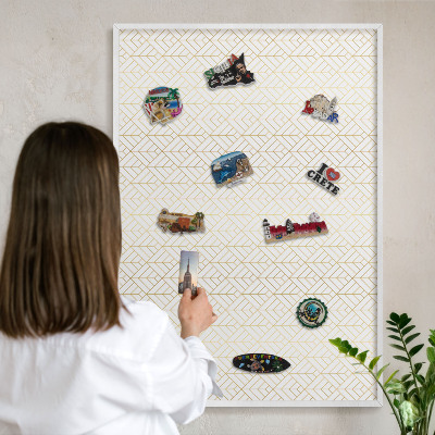 Wand-Magnettafel für Reisesouvenirs mit weißem Rahmen Blattgeometrie