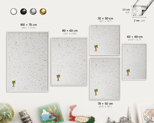 Wand-Magnettafel für Reisesouvenirs mit weißem Rahmen Terrazzo-Muster