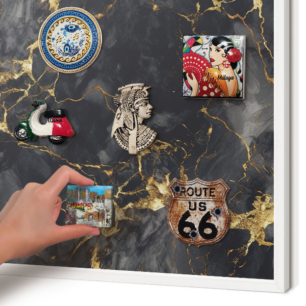Magnettafel aus Metall für Souvenirs in weißem Rahmen Zarte Adern