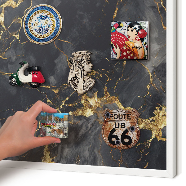 Magnettafel aus Metall für Souvenirs in weißem Rahmen Zarte Adern