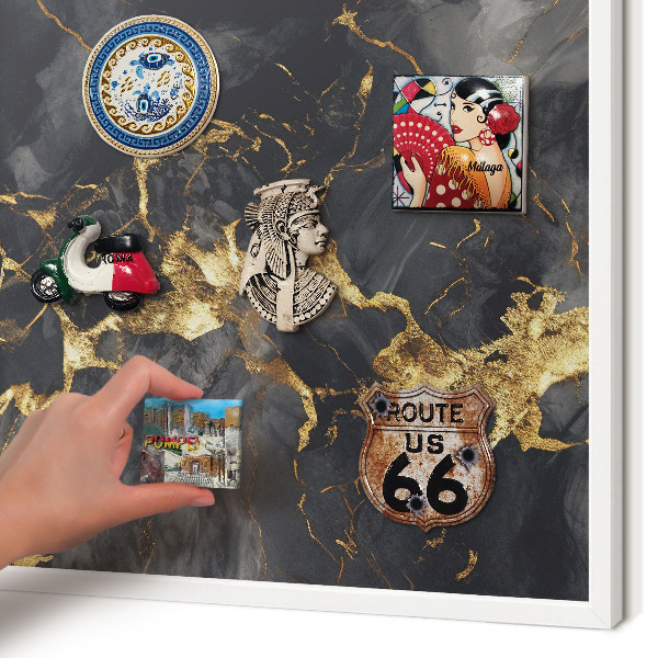 Magnettafel aus Metall für Souvenirs in weißem Rahmen Zarte Adern