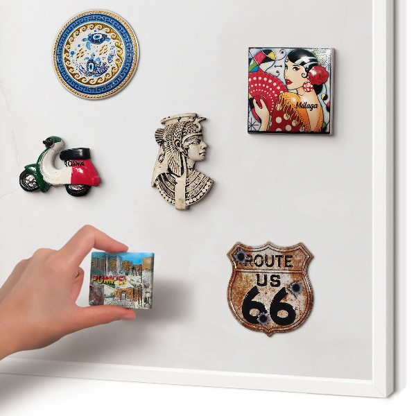 Magnettafel aus Metall für Souvenirs in weißem Rahmen Marmor-Eleganz
