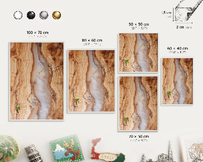 Wand-Magnettafel für Reisesouvenirs mit weißem Rahmen Eleganz aus Holz