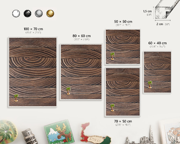 Wand-Magnettafel für Reisesouvenirs mit weißem Rahmen Holzkonstruktion
