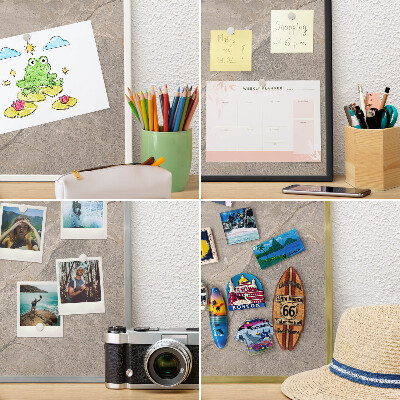 Magnettafel aus Metall für Souvenirs in weißem Rahmen Beige Stein