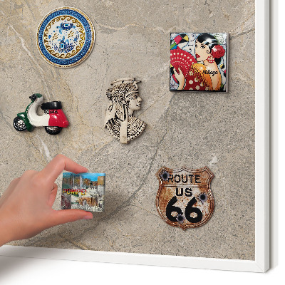 Magnettafel aus Metall für Souvenirs in weißem Rahmen Beige Stein