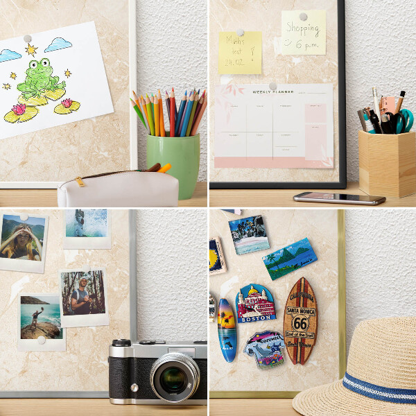 Wand-Magnettafel für Reisesouvenirs mit weißem Rahmen Zarter Marmor