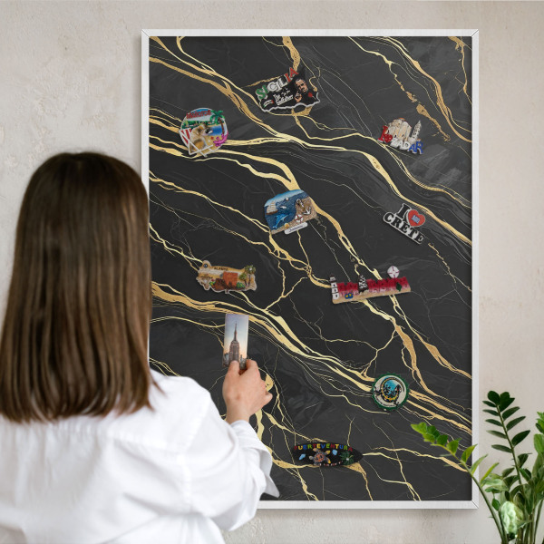 Wand-Magnettafel für Reisesouvenirs mit weißem Rahmen Luxuriöse Wellen