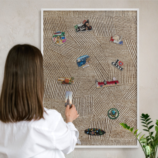 Wand-Magnettafel für Reisesouvenirs mit weißem Rahmen Geometrisches Muster