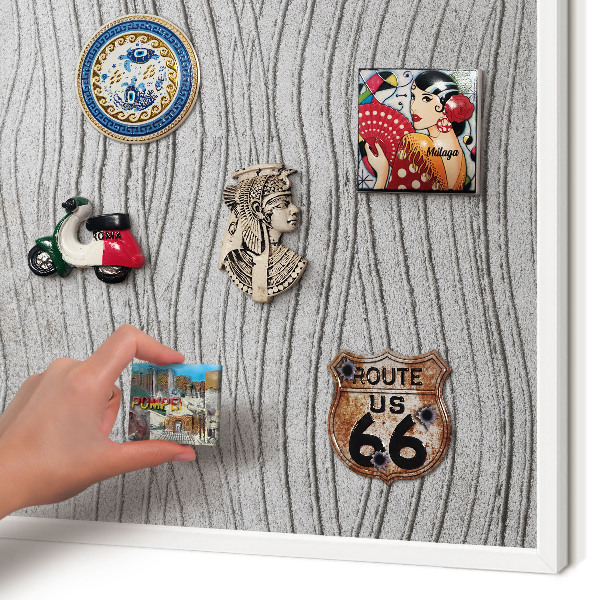 Magnettafel aus Metall für Souvenirs in weißem Rahmen Graue Wellen