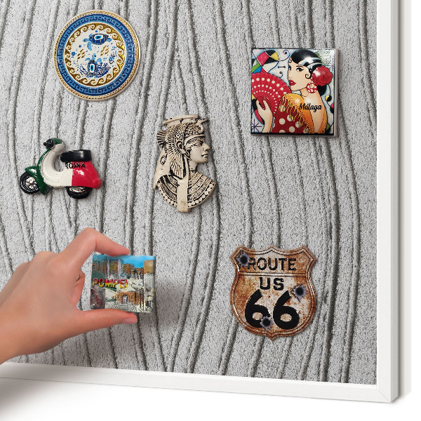 Magnettafel aus Metall für Souvenirs in weißem Rahmen Graue Wellen